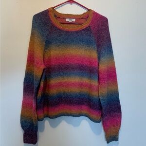 BB Dakota Madden Fuzzy Rainbow Stripe Sweater